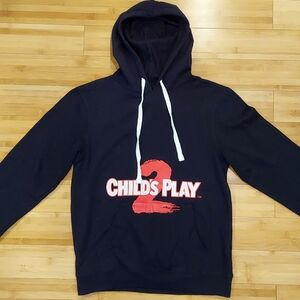 Chucky Child's Play 2 Black Pullover Hoodie Size Small Front And Back Graphic